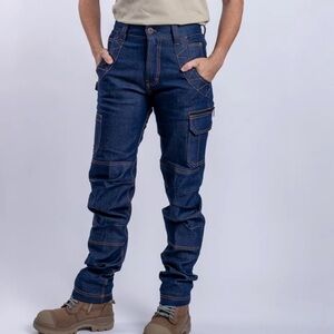 Eve Workwear For Women Battler Pant Denim High Waisted Rise Jeans Size L 14